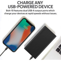 Promate 10000mAh Portable Charger, 2.0A Dual USB Premium Battery Power Bank With Input USB Type-C Port, Bolt-10 (Black)