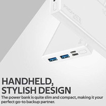 Promate 10000mAh Portable Charger, Fast Charging 2.0A Dual USB Premium Battery Power Bank with Input, Bolt-10 (White)