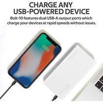 Promate 10000mAh Portable Charger, Fast Charging 2.0A Dual USB Premium Battery Power Bank with Input, Bolt-10 (White)