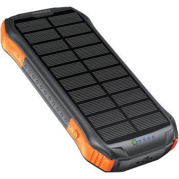 Promate Solar Power Bank, Portable 10000mAh Battery Charger with IP65 Water Resistant, 10W Qi Charger