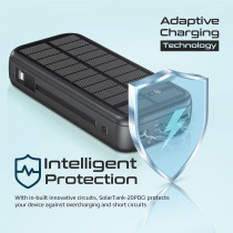Promate Solar Power Bank, Portable 20000mAh Battery Charger with Built-in 5V/2.1A USB-C and Lightning Cables