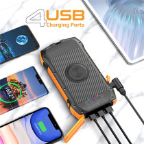 Promate 20000mAh Power Bank, Solar Powered Portable Charger with Wireless Charging, USB-C Power Delivery Port, QC 3.0 Port