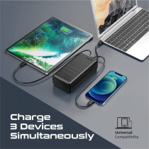 Promate Power Bank, Portable 38000mAh Laptop Battery Charger with 100W In/Out USB-C Power Delivery, 24W USB-C Port