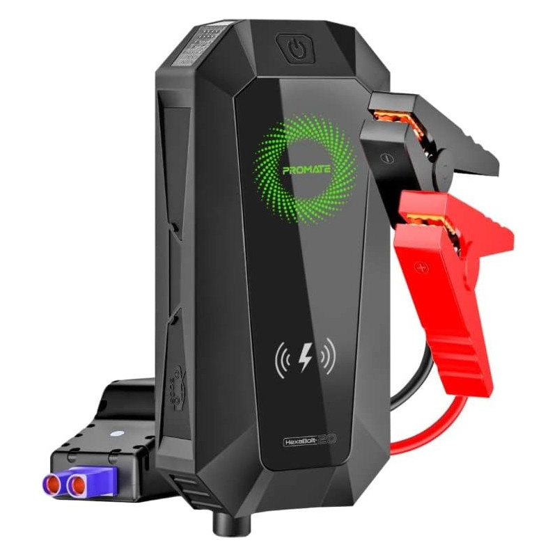 Promate Car Jump Starter Power Bank, 1500A Peak 19200mAh 12V Portable Jump Starter with Built-In 10W
