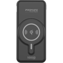 Promate Magnetic Wireless Power Bank, 10000mAh Magnetic 10W Qi Wireless Mag-Safe Battery Pack with 20W, Black