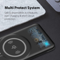 Promate Magnetic Wireless Power Bank, 10000mAh Magnetic 10W Qi Wireless Mag-Safe Battery Pack with 20W, Black