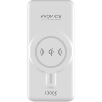 Promate Magnetic Wireless Power Bank, 10000mAh Magnetic 10W Qi Wireless Mag-Safe Battery Pack