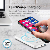 Promate Magnetic Wireless Power Bank, 10000mAh Magnetic 10W Qi Wireless Mag-Safe Battery Pack