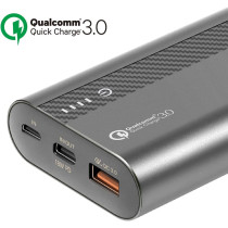 Promate 20000mAh USB-C Power Bank, Ultra-Fast Qualcomm QC 3.0 External Battery Pack with 18W , PowerTank-20 Grey