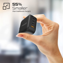 Promate GaN USB-C Charger, 100W GaN Technology Fast Dual Type-C Power Delivery Laptop Charger