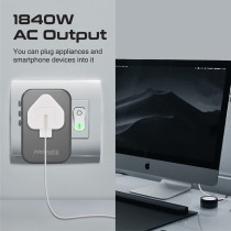 Promate Travel Adapter, Universal GaN Charge Adapter with 1840W AC Socket, TripMate-GaN65