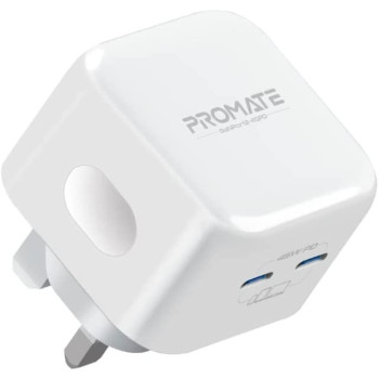 Promate GaN USB-C Charger, Ultra-Compact 45W USB-C Power Delivery Wall Charger