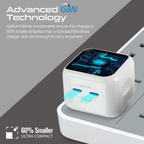 Promate GaN USB-C Charger, Ultra-Compact 45W USB-C Power Delivery Wall Charger