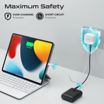 Promate GaN USB-C Charger, Ultra-Compact 45W USB-C Power Delivery Wall Charger