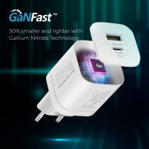 Promate GaN USB-C Charger, Ultra-Compact 33W USB-C Power Delivery Wall Charger, Black