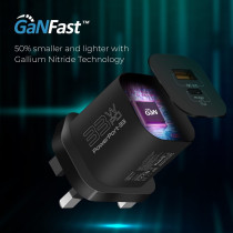 Promate GaN USB-C Charger, Ultra-Compact 33W USB-C Power Delivery Wall Charger