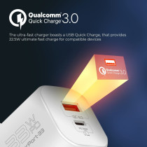Promate GaN USB-C Charger, Ultra-Compact 33W USB-C Power Delivery