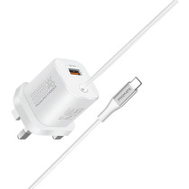 Promate USB-C Charger, Premium 33W Power Delivery Wall Adapter with 22.5W, White