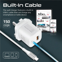 Promate USB-C Charger, Premium 33W Power Delivery Wall Adapter with 22.5W, White