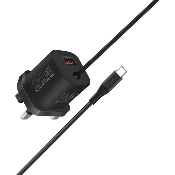 Promate USB-C Charger, Premium 33W Power Delivery Wall Adapter with 22.5W, Black