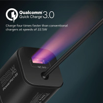Promate USB-C Charger, Premium 33W Power Delivery Wall Adapter with 22.5W Quick Charge 3.0 Port, Black
