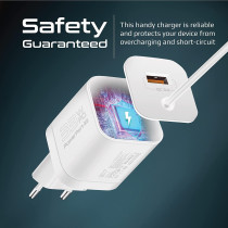 Promate USB-C Charger, Premium 33W Power Delivery Wall Adapter with 22.5W Quick Charge 3.0 Port, White
