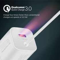 Promate USB-C Charger, Premium 33W Power Delivery Wall Adapter with 22.5W Quick Charge 3.0 Port, White