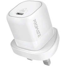 Promate GaN USB-C Charger, Ultra-Compact USB-C Wall Charger with Fast-Charging