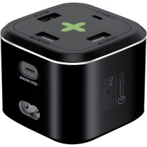 Promate USB-C Charging Station, Multi-Port Hub with 60W/20W Dual USB-C Power Delivery, Black