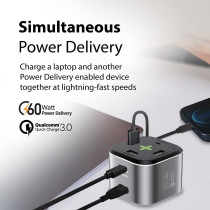 Promate USB-C Charging Station, Multi-Port Hub with 60W/20W Dual USB-C Power Delivery