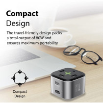 Promate USB-C Charging Station, Multi-Port Hub with 60W/20W Dual USB-C Power Delivery