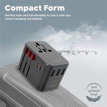 Promate Travel Adapter, Universal Grounded Power Adapter with 1840W AC Socket