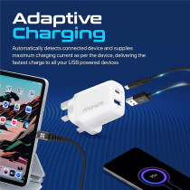 Promate USB-C Adapter, Universal 17W Multi-Port Wall Charger with 5V/3A Type-C Port, White