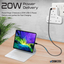 Promate Power Strip, 6-in-1 multi-Plug Wall Mounted Power Extension with 3250W 3 AC Outlets, White