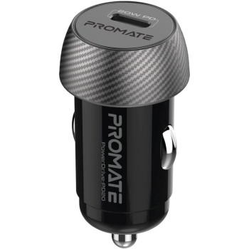 Promate Ultra-Compact Super-Fast USB-C Car Charger Adapter with 20W USB-C (PowerDrive-PD20)