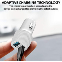 Promate Car Charger, Ultra-Compact Smart Dual USB Car Charger with 3.4A Fast Charging Car Adapter (White)