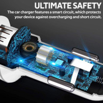 Promate Car Charger, Ultra-Compact Smart Dual USB Car Charger with 3.4A Fast Charging Car Adapter (White)