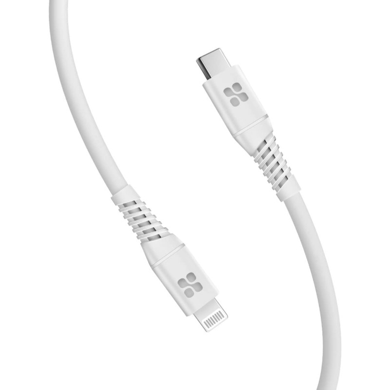 Promate USB-C to Lightning Cable, Apple MFi Certified Lightning Cable with 20W Power Delivery, White