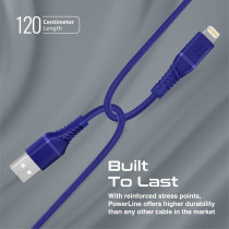 Promate USB-A to Lightning Cable, High Tensile 2.4A Super-Fast USB-A to Lightning Charger with 480 Mbps, Blue