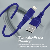 Promate USB-A to Lightning Cable, High Tensile 2.4A Super-Fast USB-A to Lightning Charger with 480 Mbps, Blue