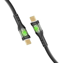 Promate USB-C to USB-C Cable, Premium 60W Power Delivery Type-C Cable with Transparent Shells, Black