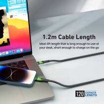 Promate USB-C to Lightning Cable, Premium 27W Power Delivery Lightning Cable with Transparent Shells, Black