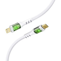 Promate USB-C to Lightning Cable, Premium 27W Power Delivery Lightning Cable with Transparent Shells, White