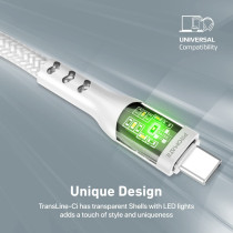 Promate USB-C to Lightning Cable, Premium 27W Power Delivery Lightning Cable with Transparent Shells, White