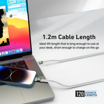 Promate USB-C to Lightning Cable, Premium 27W Power Delivery Lightning Cable with Transparent Shells, White