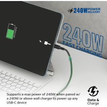 Promate USB-C Cable, Ultra-Fast 240W Power Delivery Thunderbolt 3 Cable with 8K Display Support, Nylon Braided 100cm Cord