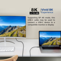 Promate USB-C Cable, Ultra-Fast 240W Power Delivery Thunderbolt 3 Cable with 8K Display Support, Nylon Braided 100cm Cord