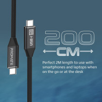 Promate USB-C Cable, Ultra HD 8k 60hz USB4 Type-C Cable with 240W Power Delivery