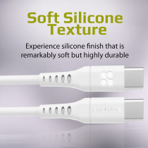 Promate USB-C Cable, Fast-Charging USB-C To Type-C Cable With 60W Power Delivery, 480Mbps Data Transfer And 200cm, White