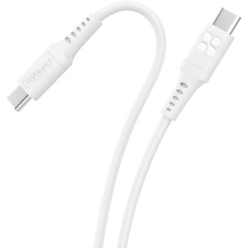 Promate USB-C to USB-C Cable, Premium 60W Power Delivery Fast Charging Type-C Cable, White